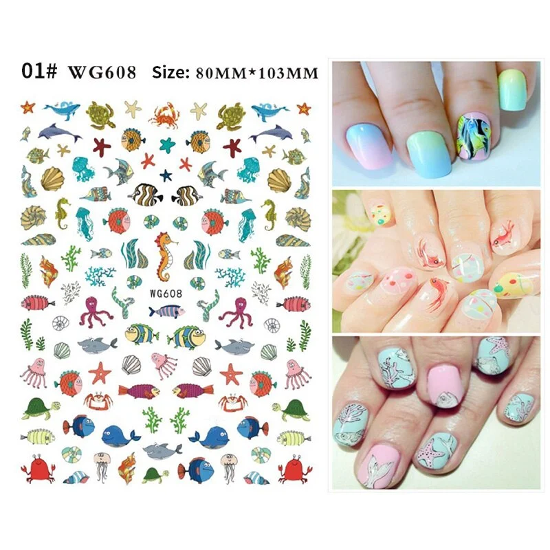 3D Hearts Clubs And Spades Poker Design Self-adhesive Sticker Decals Flowers Lines Geometric Nail Art Manicures Sliders Foils