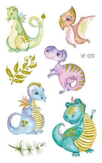 24 kinds Cartoon Dinosaur Bronzing Tattoo Sticker Child Temporary Stickers Body Tatoo for Kids Cute Waterproof Temporary Tattoos