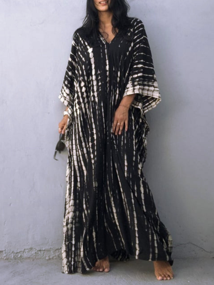 Sumi Printing Holiday Kaftan Maxidress
