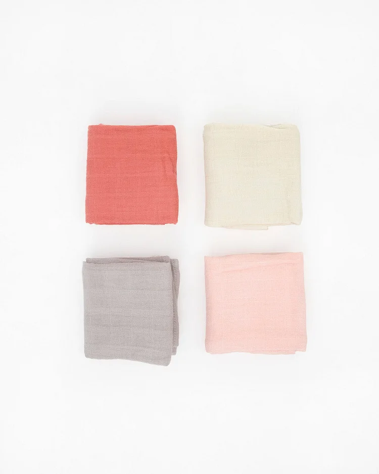 Cotton Muslin Squares 4 Pack - Rose Petal