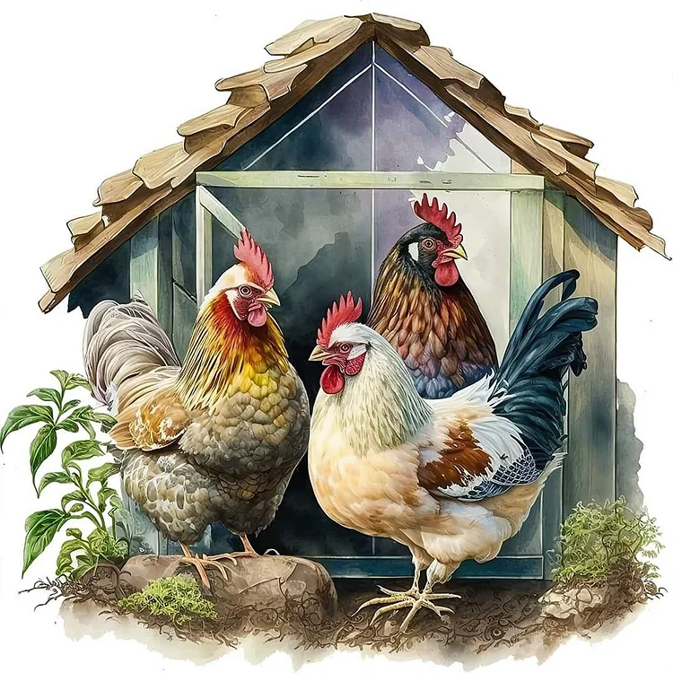 Chicken Coop 30*30CM(Canvas) Full Round Drill Diamond Painting gbfke