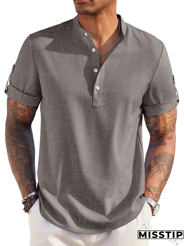 Summer Essential Leinen-Henley-Hemd (nur USA)