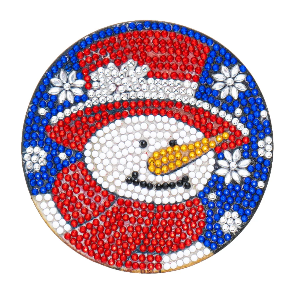 6pcs DIY Point Drill Coaster Christmas Style with Mat Shelf Kits(Wooden)