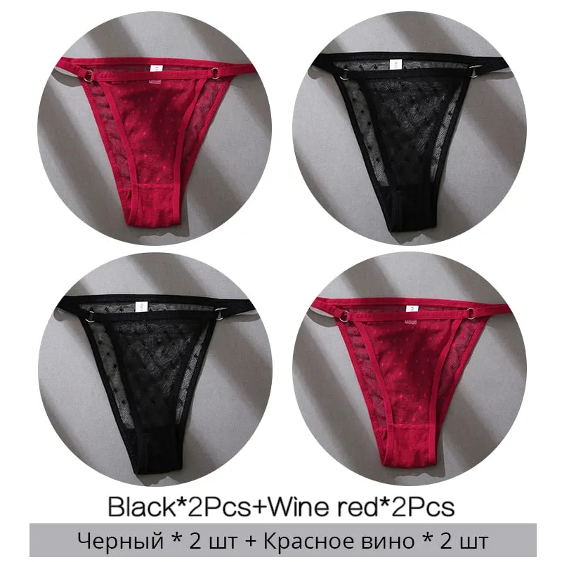 FINETOO M-2XL Sexy Panties Women Dot Lace Bikini Underpants Low Waist Lace Underwear Plus Size Panty Ladies Lingerie Girls Panty