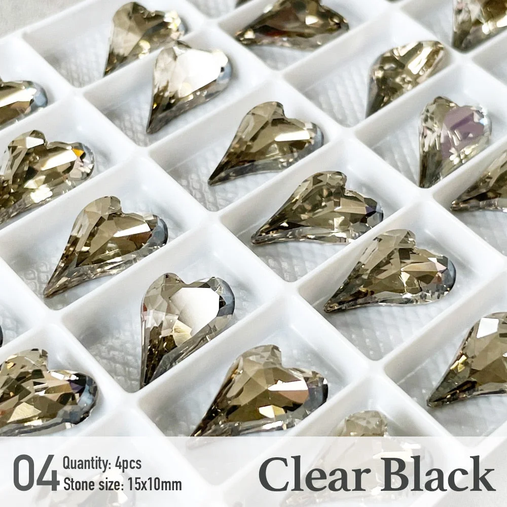 2021 New Crystal Long body Heart Nail Stone heart zircon high quality Nail Jewelry Nail Decoration Nail Parts