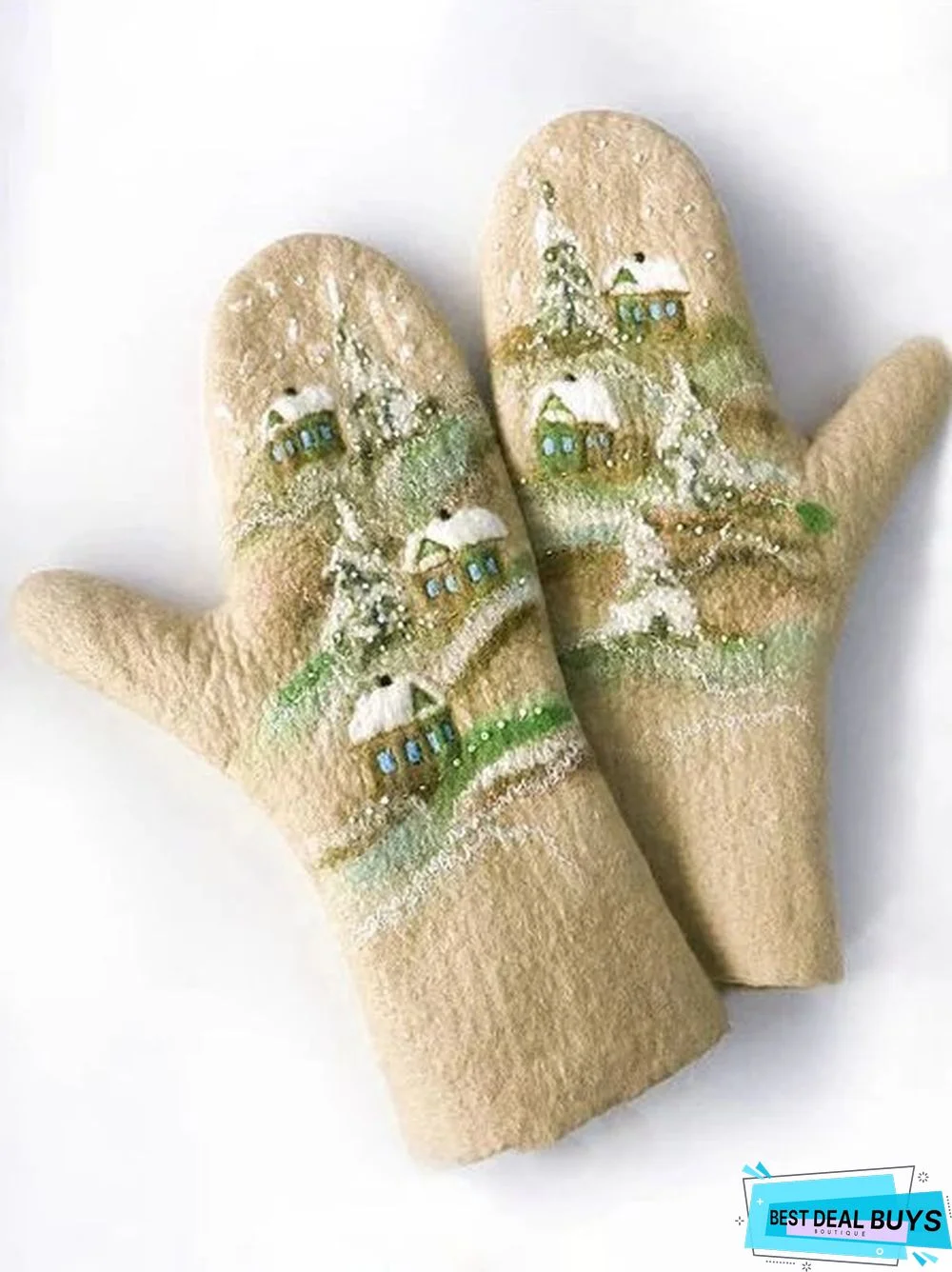 Blue Casual Winter Polyester Gloves