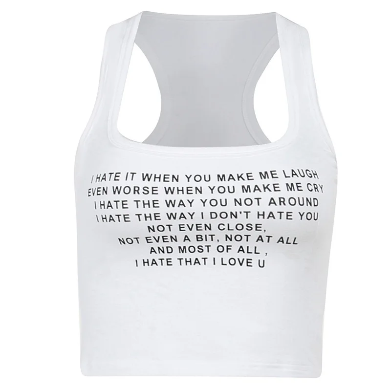 Zingj 2024 New Letter Prints Of The Vest Street Trend Hot Girl To Repair Short Solid Color T-Shirt Girl