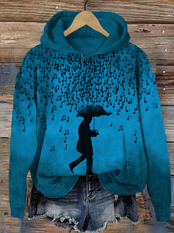 Music Rain Long Sleeve Hoodie wearshes