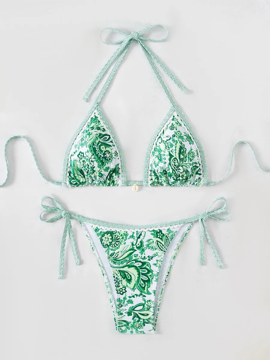 Uveng 2025 New Printed Bikini Strapped Split Suit Women's Bikini Swimsuit