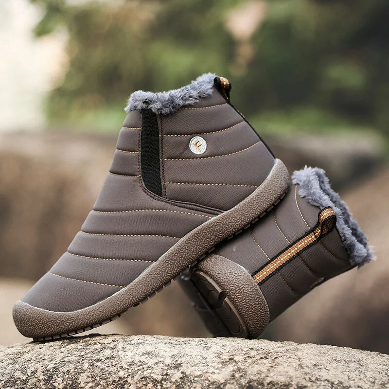 Nine o'clock Winter Plush Men Casual Snow Boots Fashion All-match Slip-on Couple Shoes Outdoor Warm Lined Botas Mujer Big Size