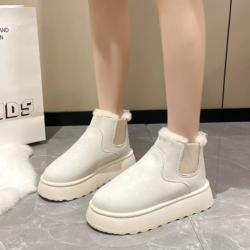 Breakj Breakj Autumn And Winter New Women's Thick Snow Boots Cotton Shoes Warm Plus Velvet Round Head Jacket Cotton Boots 43
