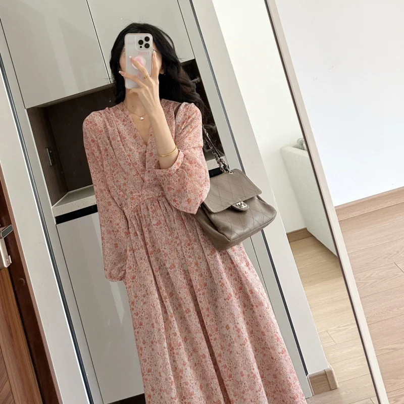 Toloer Toloer Korea East Gate New Style 2024 Summer Gentle Sweet French Big Pocket Belt Broken Flower Long Dress Female-Outfit Ideas