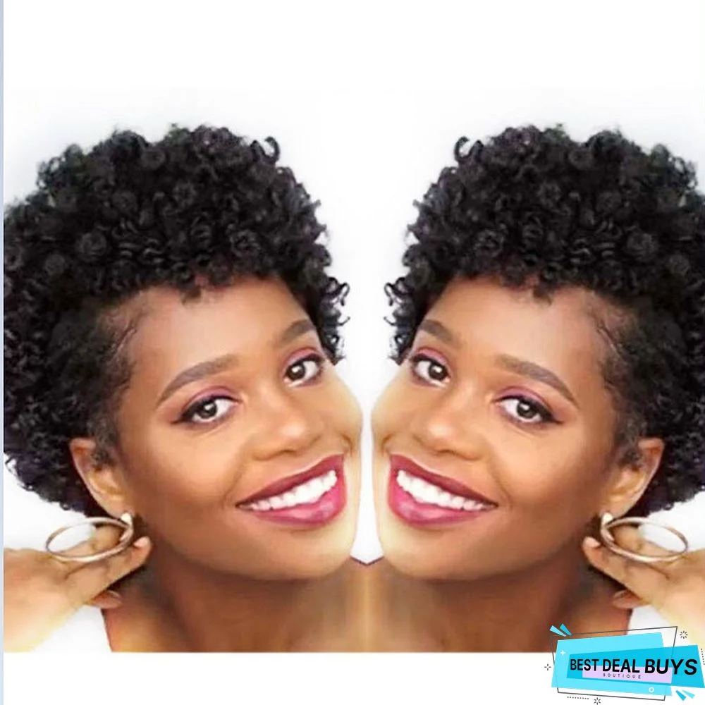 Short Curly Hair Africa Small Black Explosive Head Chemical Fiber High Temperature Silk Wig
