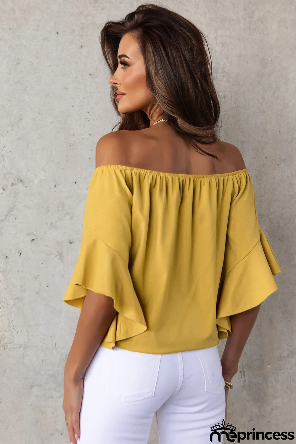 Yellow Solid Off the Shoulder Blouses