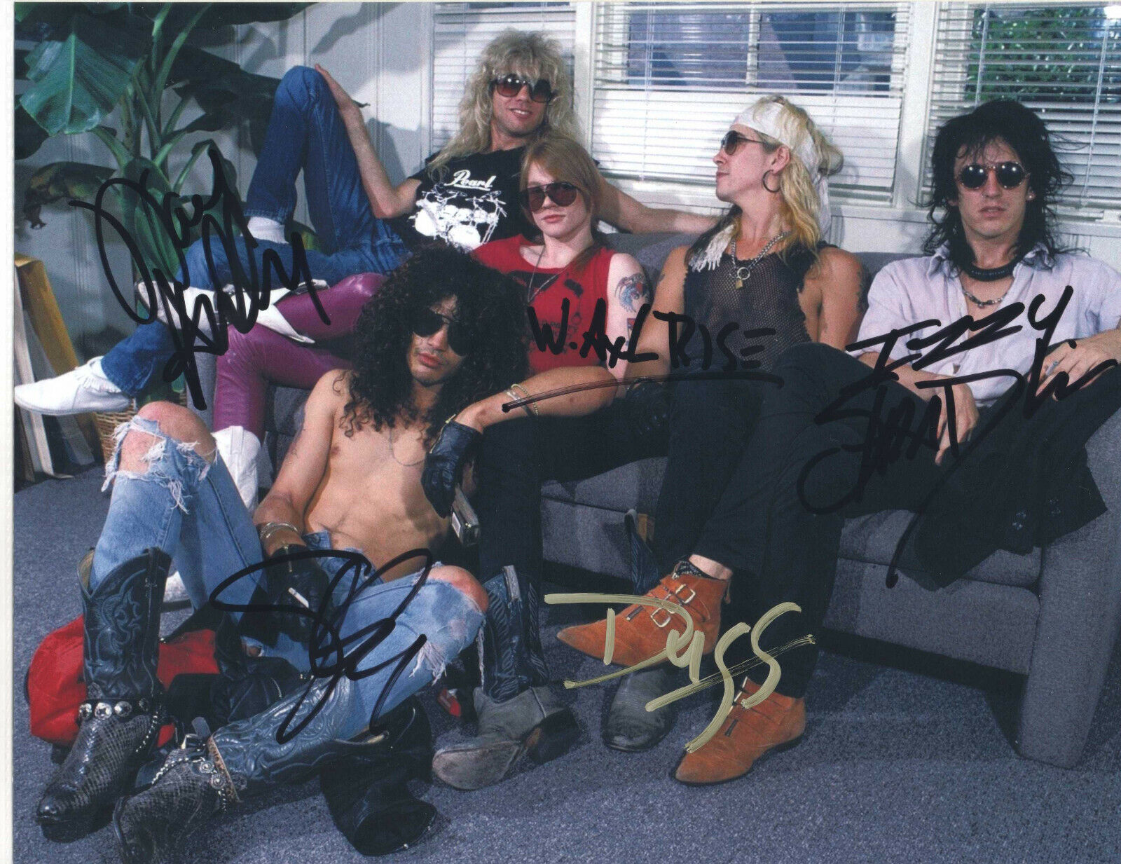 GUNS N' ROSES BAND - AMAZING ALL MEMBERS HAND SIGNED AUTOGRAPHED Photo Poster painting WITH COA