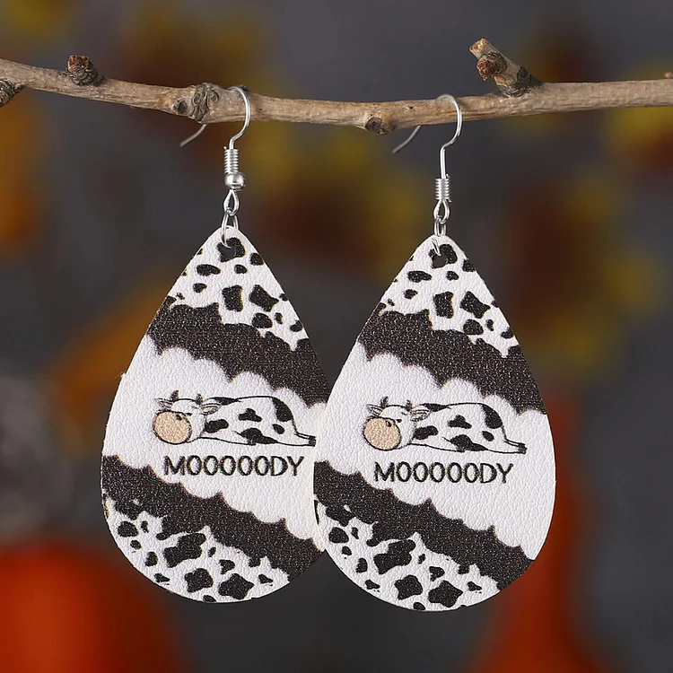 Casual Cow Mooooody Print Earrings