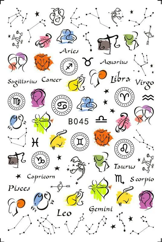 New Arrival 1pc 3D Nail Sticker Constellation Design Multi-Style Retro Back-Adhesive DIY Nail Art Tips Manicure Decoration-Nail Inspo