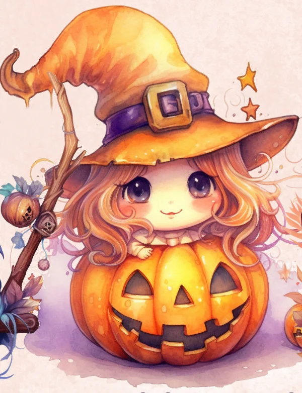 Halloween Pumpkin Witch 40*50CM (Canvas) Full Round Diamond Painting gbfke