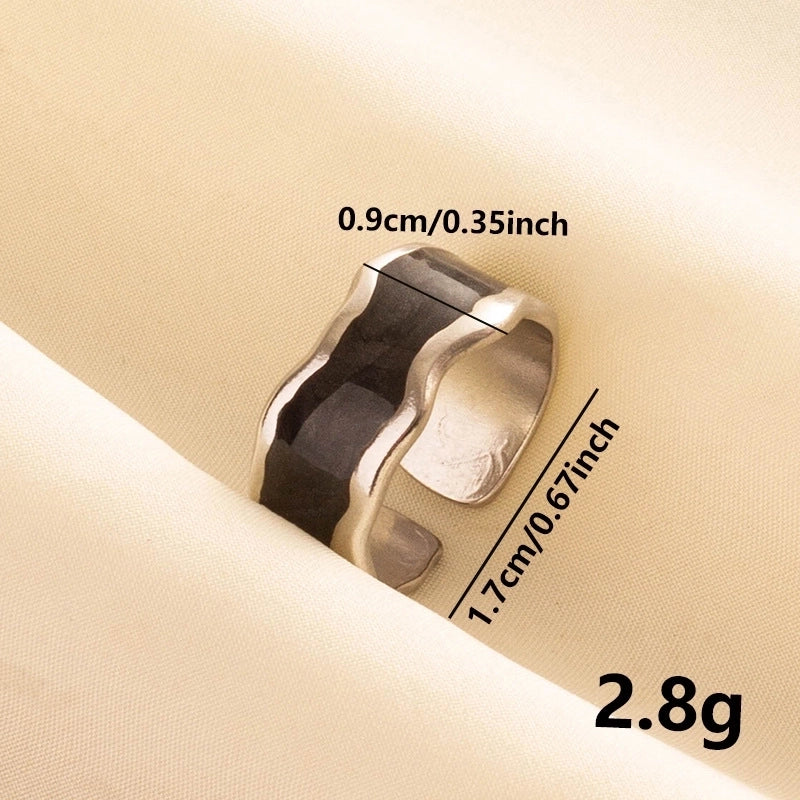 Basic Modern Style Classic Style Geometric 304 Stainless Steel Polishing Enamel Open Rings