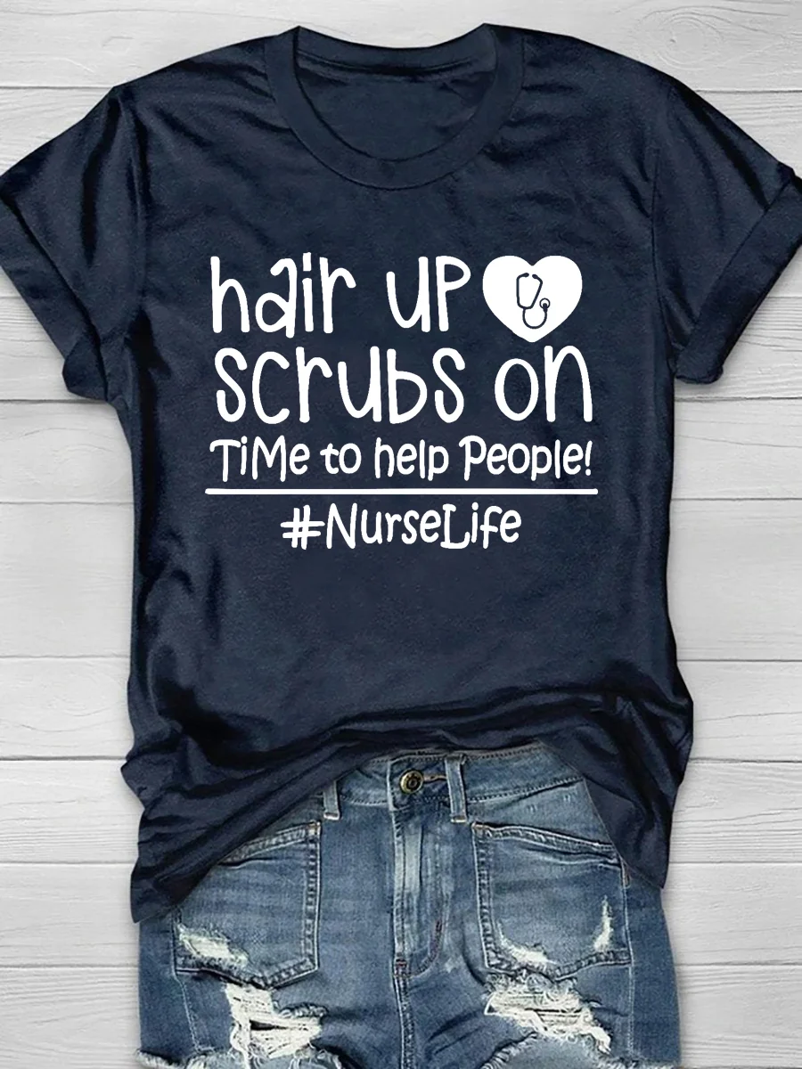 Hair Up Scrubs On Time To Help People Short Sleeve T-Shirt