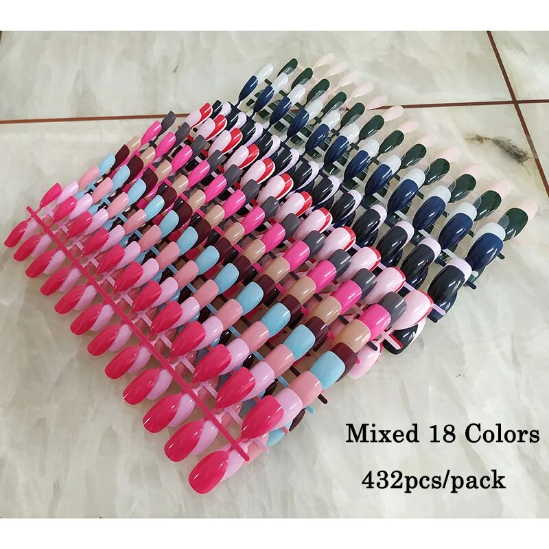 18 Colors Full Cover Stiletto Fake Nails Short Sharp Pointed False Nail Art Tips Acrylic Almond Nails Press On Nail Art Designs-Nail Inspo