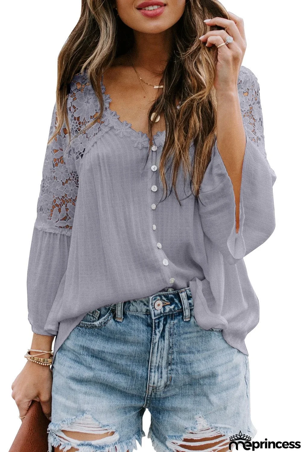 Crochet Lace Button Top