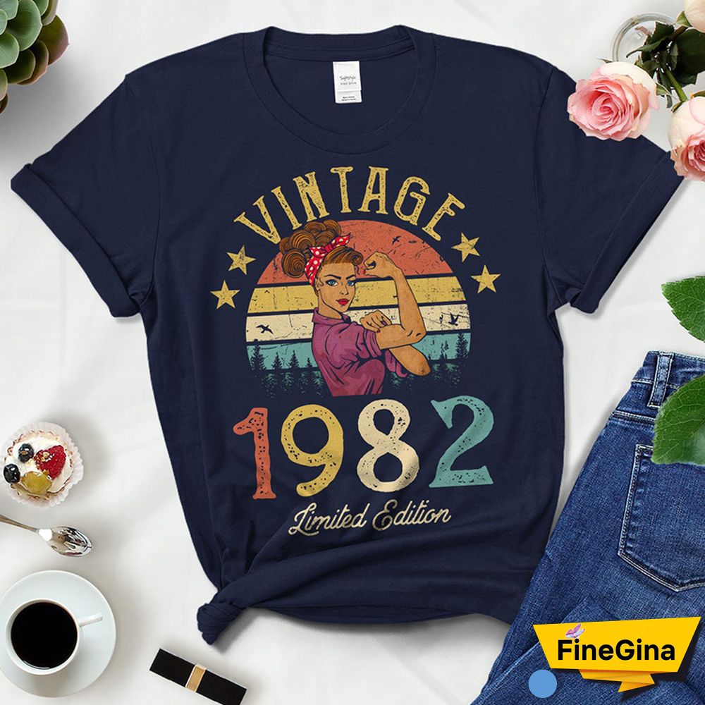 Vintage Retro 1982 Limited Edition Summer Fashion Outfits Women T Shirts 40Th 40 Years Old Birthday Party Ladies Clothes Tshirt