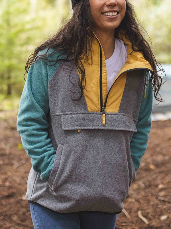 Color blocking rocking fleece recycled cotton women's hoodie
