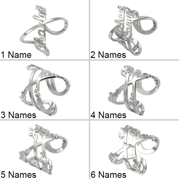 Customized Infinity Name Ring in Silver