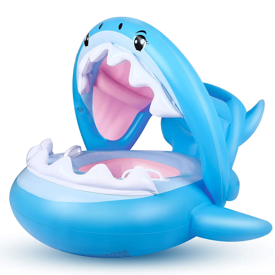 Swimming Pool Toddler Shark Floaties with Inflatable Canopy