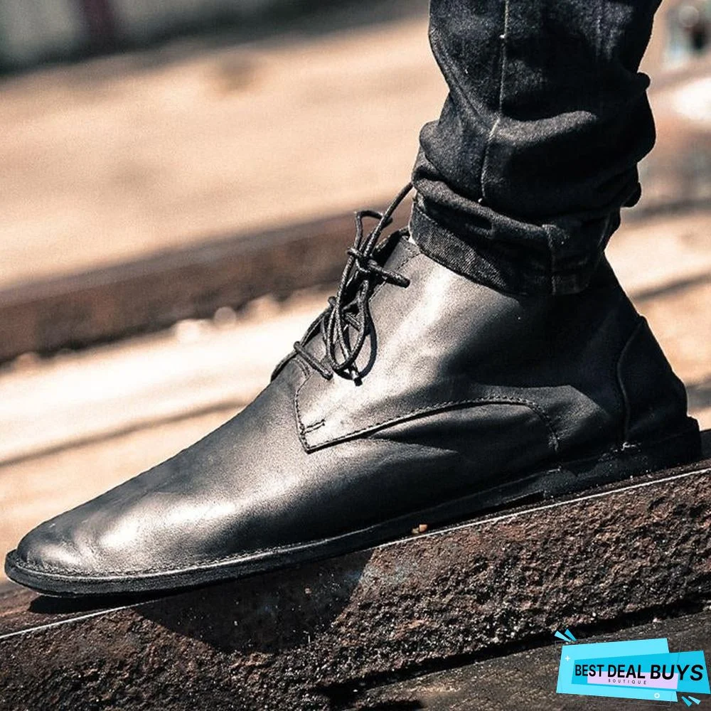 Men's Casual Soft Leather Lace Up Handcrafted Boots