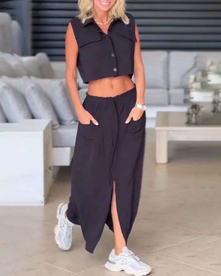 Women's solid color skirt suit