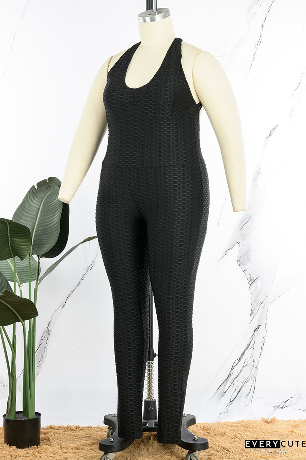 Pink Sexy Casual Solid Backless V Neck Plus Size Jumpsuits