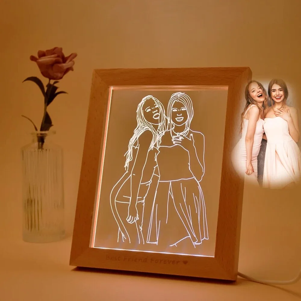 DIY Customized Photo Frame USB With 3D Led Light Living Room Bedroom Christmas Decoration Gift Custom Text Photo
