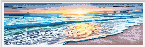【KS Brand】Clear Sky And Blue Sea 11CT Pre-stamped Canvas(102*39cm) 30 Colors Cross Stitch