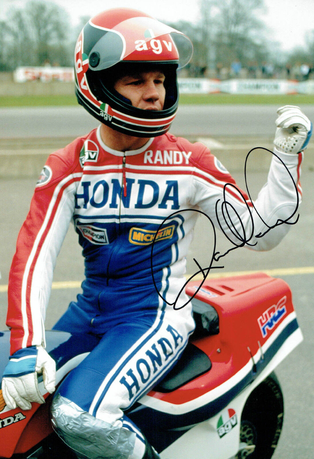 Randy MAMOLA SIGNED 12x8 Photo Poster painting Autograph AFTAL COA HONDA USA Rider MOTOGP