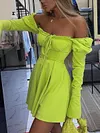 Sexy Solid Color Bandage Backless One-Shoulder Mini Dress