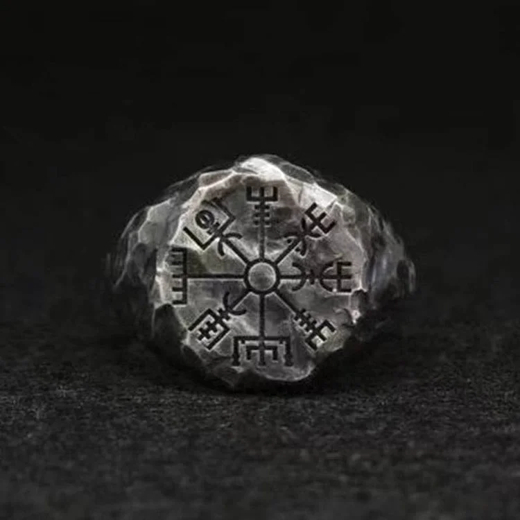 Coutureaura Silver Vegvisir Compass Totem Odin Ring