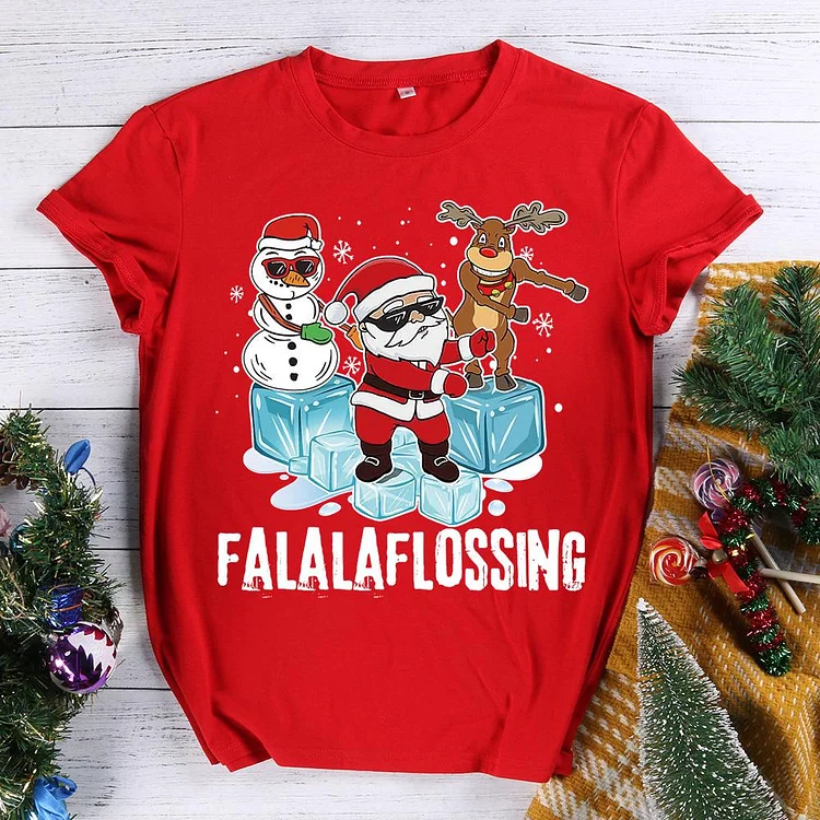 Santa Claus Reindeer Snowman Christmas   T-Shirt-011052