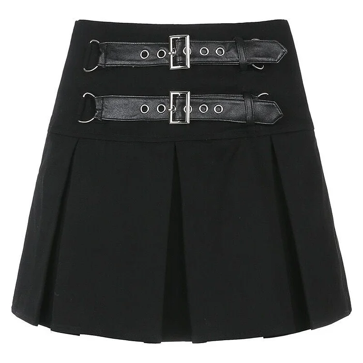 Buckle Front Mini Skirt