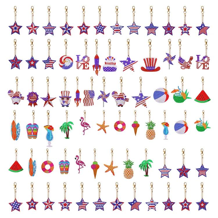 U-Pick 15pcs/set Full Drill 5D Diamond Painting Keychain Art Craft Pendant Key Rings Kit DIY for Christmas Gift Pendant Decorative Hanging Ornament