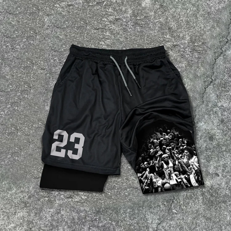 Basketball No 23 We Are The Champion Graphic Gym Shorts SOPULA