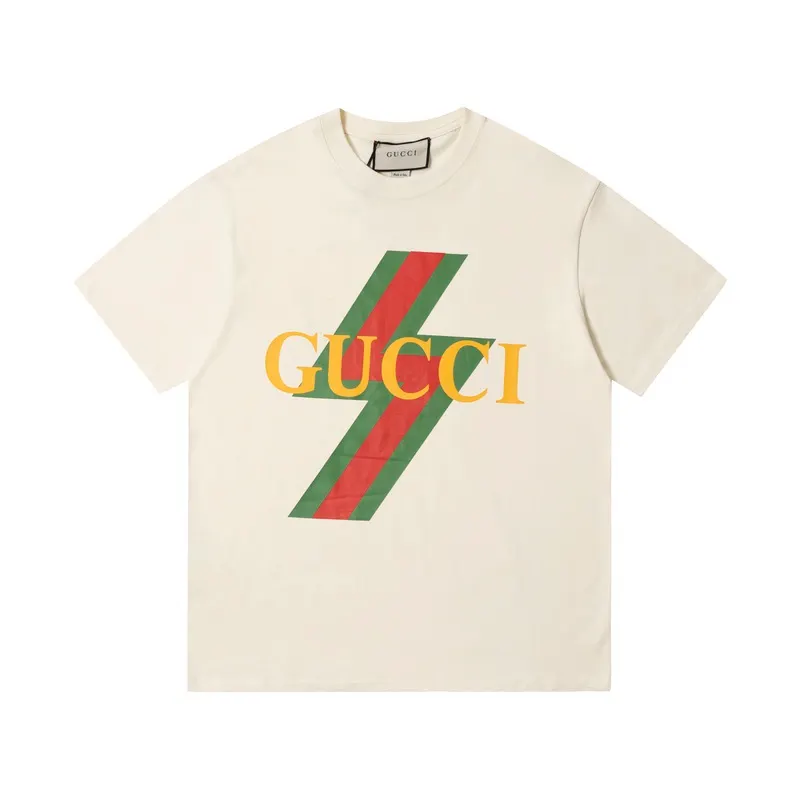 Lightning Stripe Graphic T-Shirt - Beige