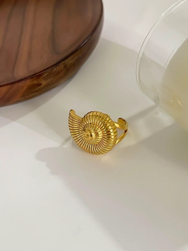 Casual Nordic Style Retro Geometric 316L Stainless Steel  18K Gold Plated Irregular Open Rings