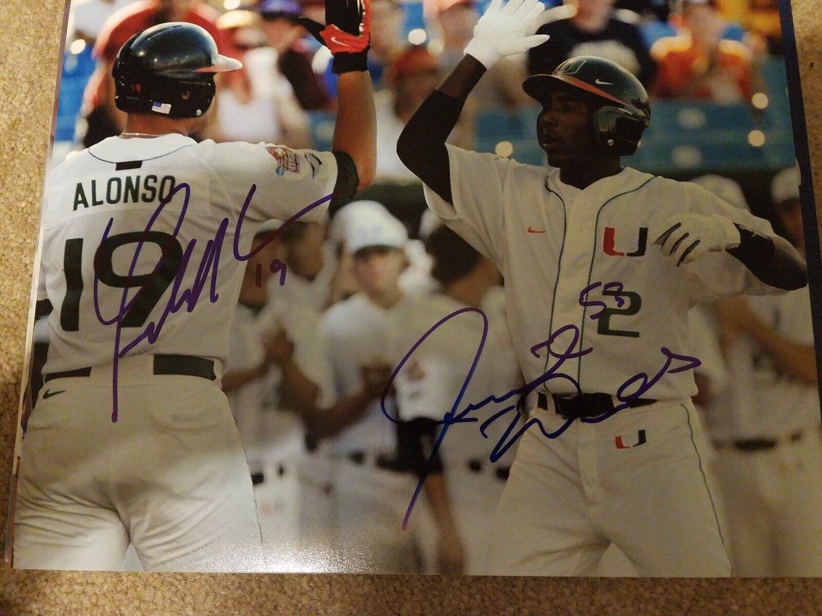 Yonder Alonso and Jemile Weeks University Miami 8x10 Signed autograph