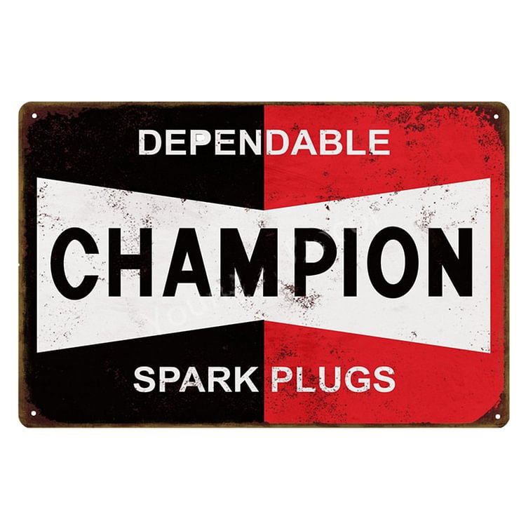 Dependable Champion Spark Plugs - Vintage Tin Signs/Wooden Signs - 7.9x11.8in & 11.8x15.7in