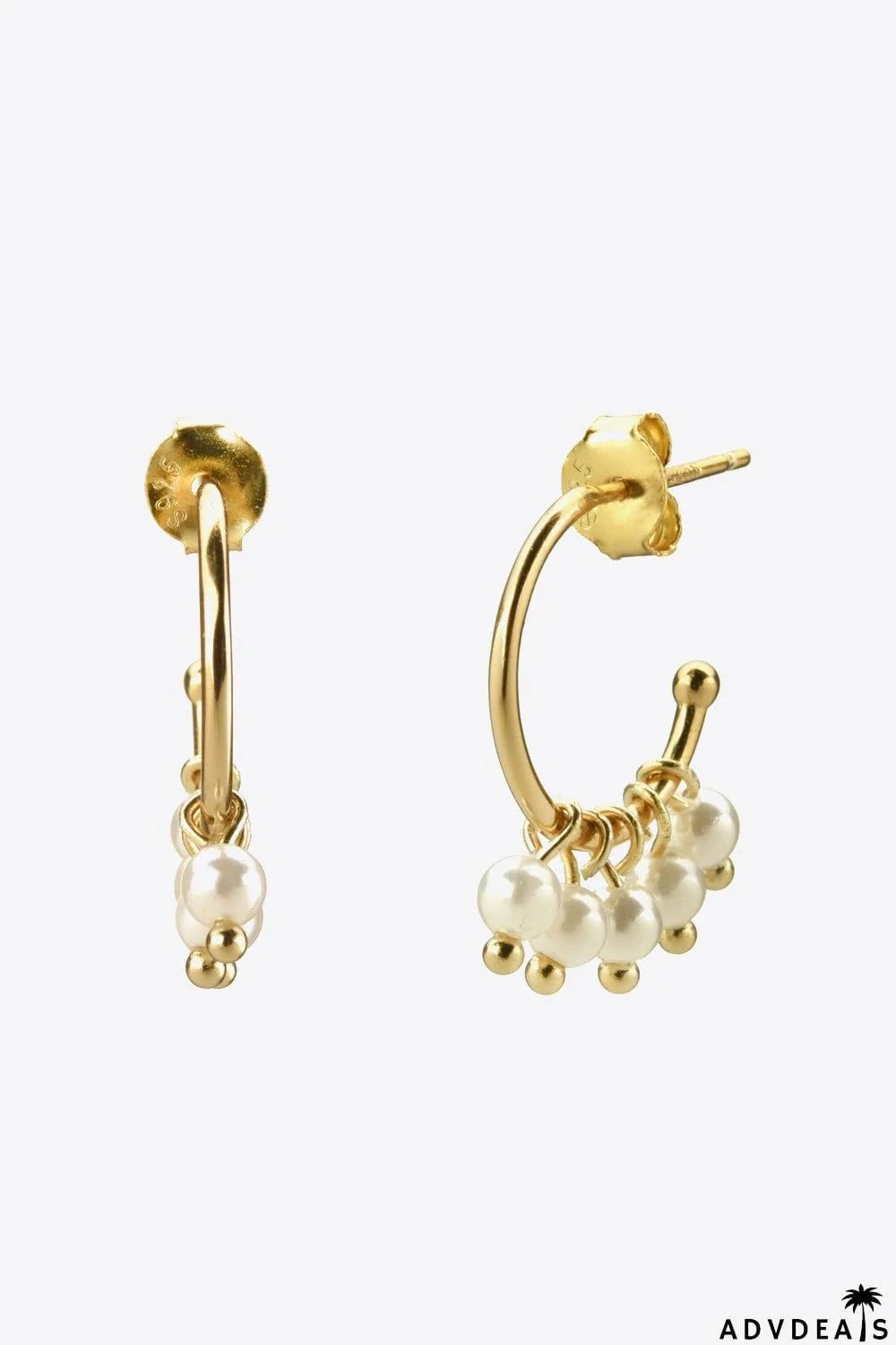 Pearl 925 Sterling Silver C-Hoop Earrings