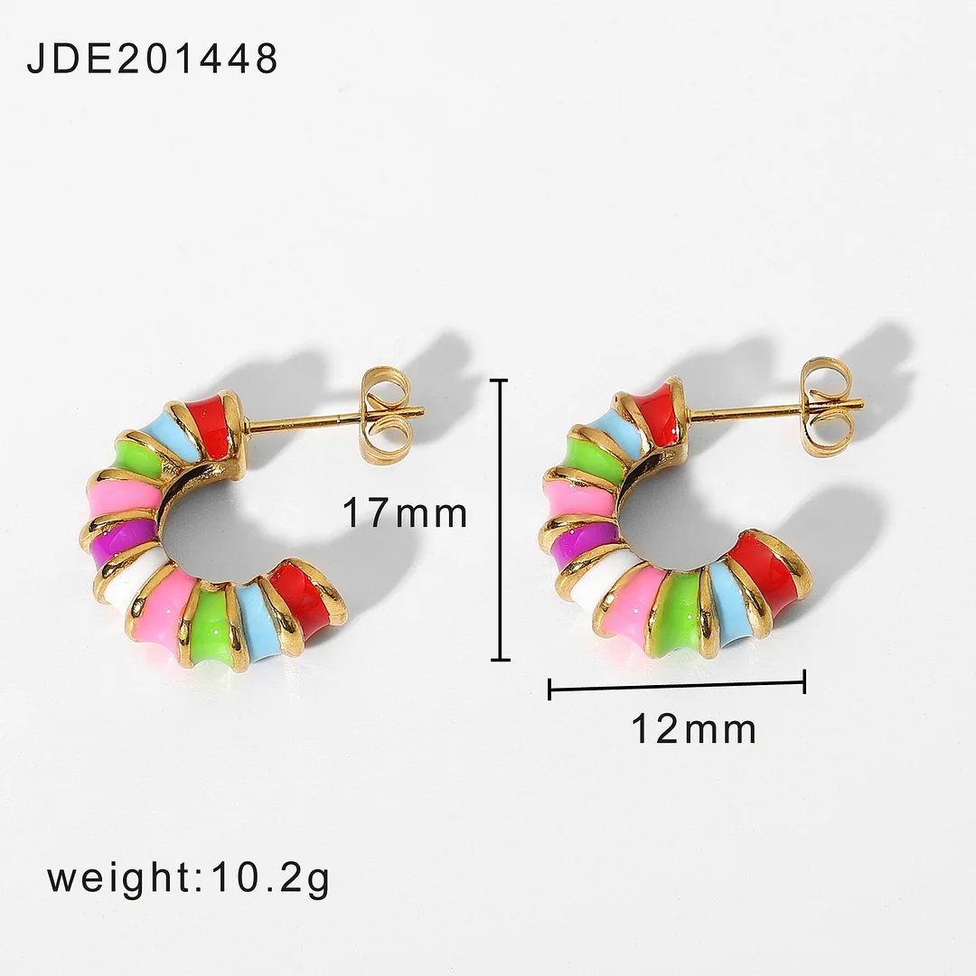 Color dripping geometric earrings