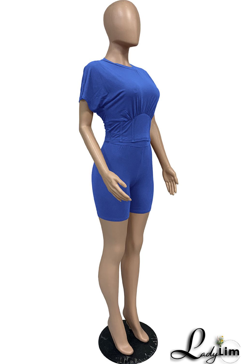 Yellow Casual Solid Split Joint O Neck Short Sleeve Two Pieces