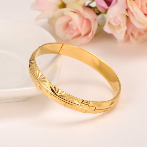 24k Dubai Gold Bangles bracelet  Women jewelry Men Gold Bracelets